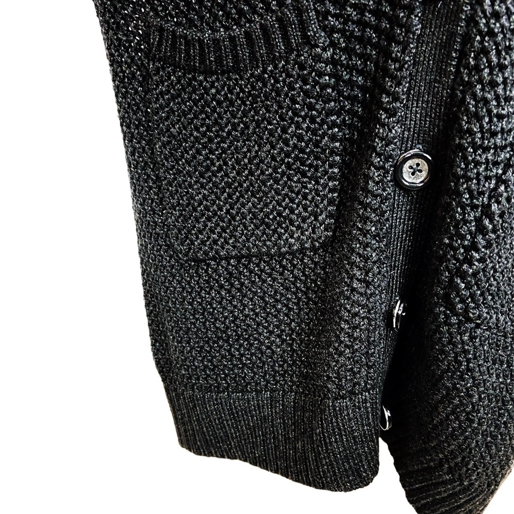 BCBG Paris Grey Waffle Knit Long Cardigan Sweater Short Sleeves Size Small - Picture 7 of 9